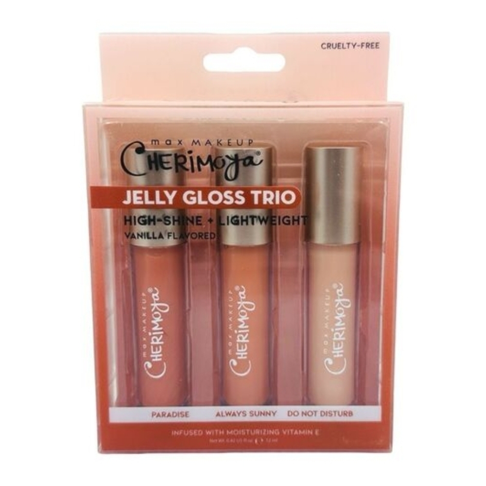 Max Makeup Cherimoya Jelly Gloss Trio, High Shine, Vanilla Flavored,‎ NWT.
